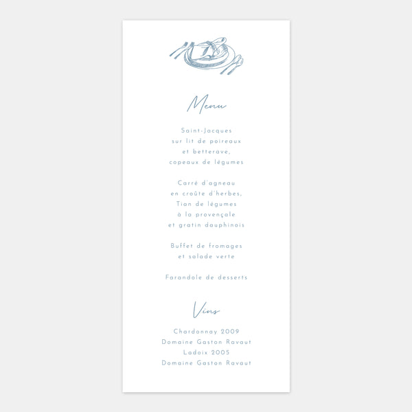 Wedding menu engraving