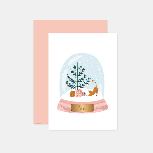 Cat snow globe card