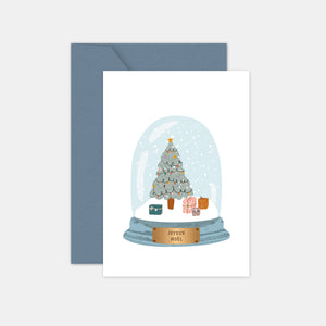 Christmas tree snow globe card