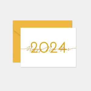 Carte Happy new year calligraphie or