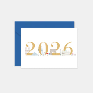 Carte de voeux chiffres illustrés Paris