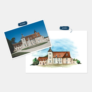 Aquarelle personnalisée de lieu de mariage