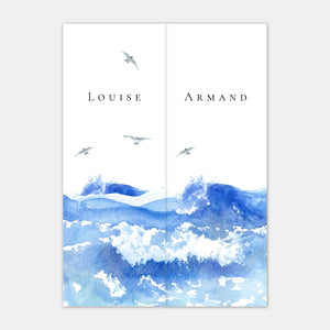 Aquarell-Seehochzeitseinladung