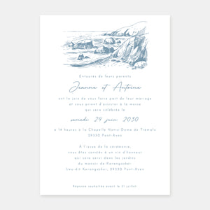 Hochzeitseinladung mit wilder Küstengravur