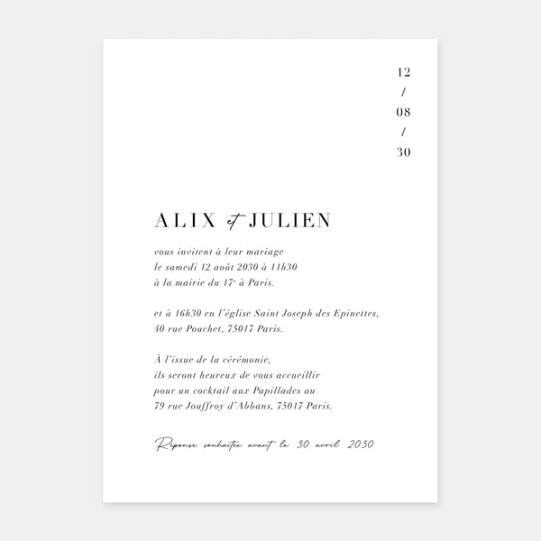 Faire-part de mariage moderne discrétion