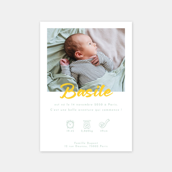 Faire-part de naissance lignes pop