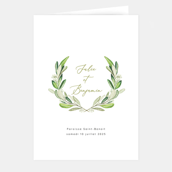 Livret de mariage monogramme feuillages