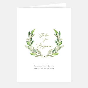 Monogram foliage wedding booklet