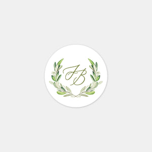 Personalized wedding monogram foliage stickers