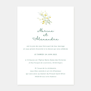 Faire-part de mariage brin de fleurs sauvages