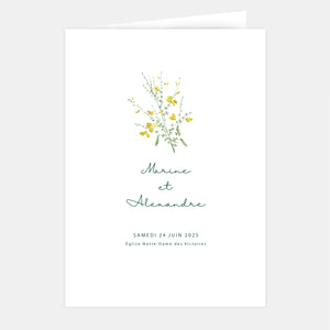 Wedding booklet sprig of wild flowers