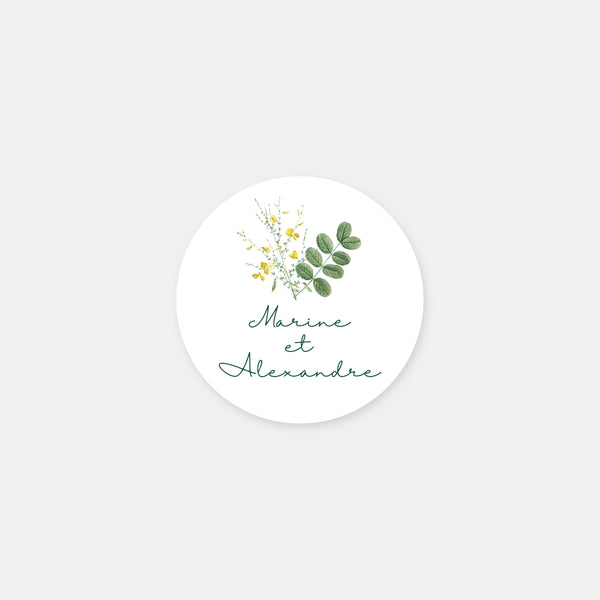 Stickers personnalisés mariage brin de fleurs sauvage