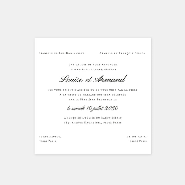 Faire-part de mariage classique montagne