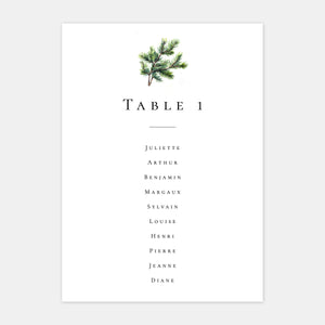 Watercolor mountain wedding table plan