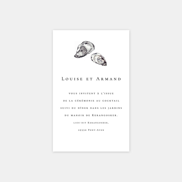 Watercolor Breton coast wedding invitation card