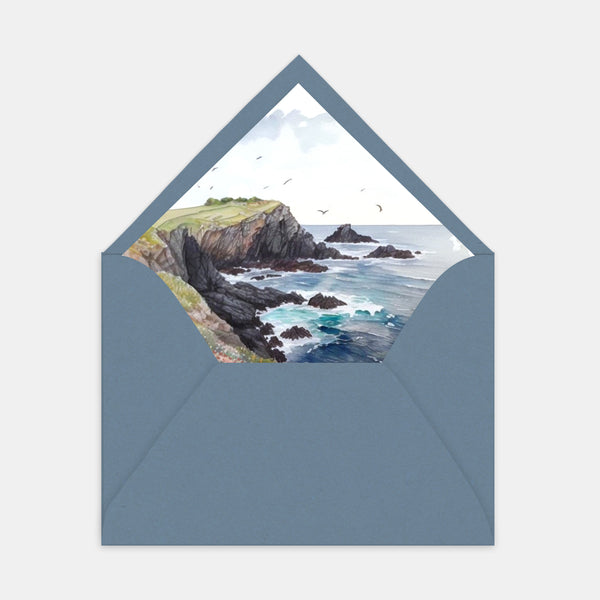 Doublure enveloppe côte bretonne aquarelle - 50ex