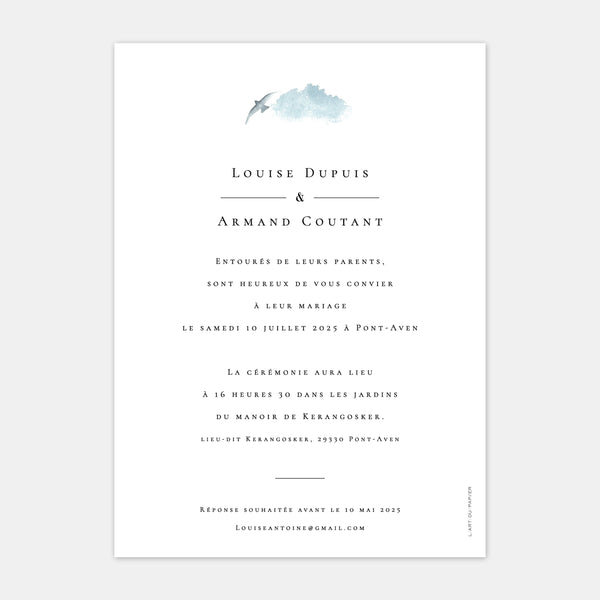 Faire-part de mariage mer aquarelle
