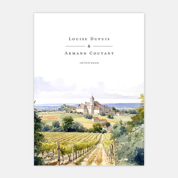 Faire-part de mariage vignoble bordelais aquarelle