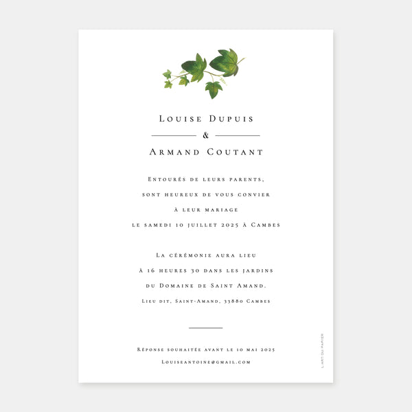 Faire-part de mariage vignoble bordelais aquarelle