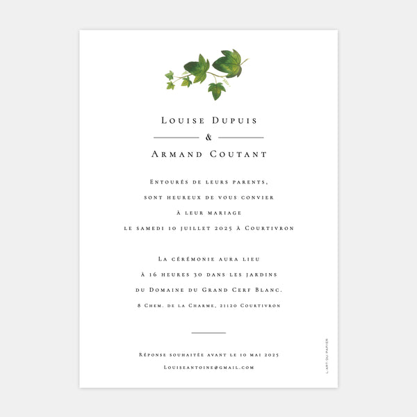 Watercolor Burgundy vineyard wedding invitation