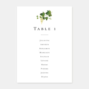 Plan de table de mariage vignes aquarelle - 5ex