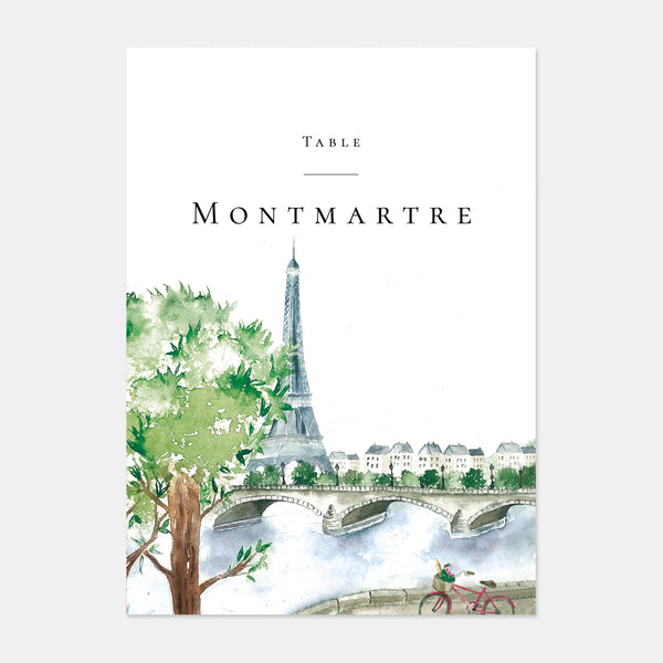 Pariser Aquarell-Hochzeitstischmarke – 5ex