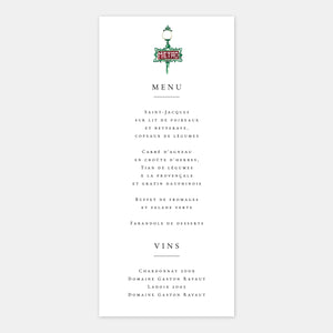 Paris watercolor wedding menu