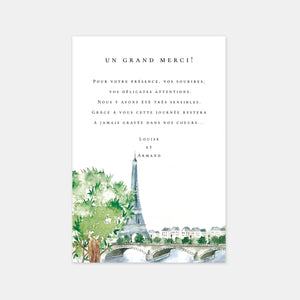 Paris watercolor wedding thank you card