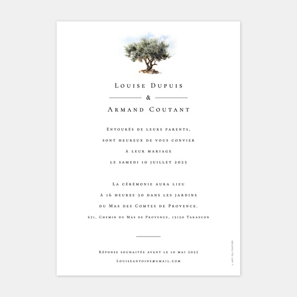 Provence watercolor wedding invitation