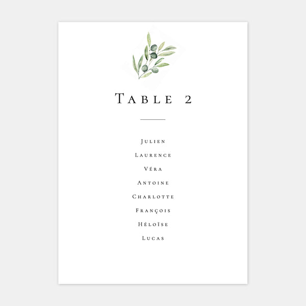 Plan de table de mariage Provence aquarelle - 5ex