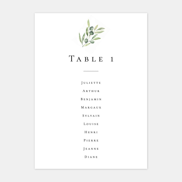 Plan de table de mariage Provence aquarelle - 5ex