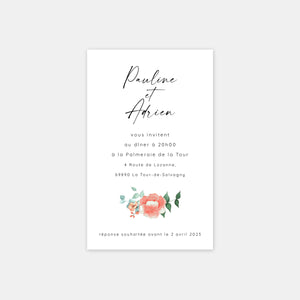 Hochzeitseinladungskarte mit Aquarellstrauß