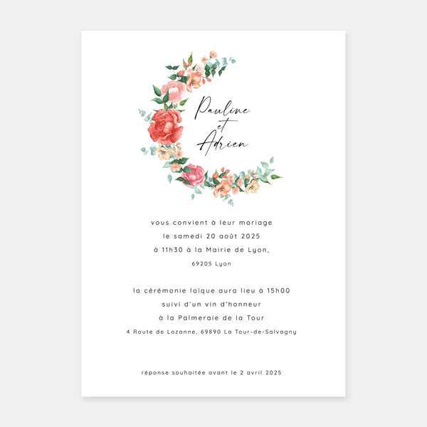 Faire-part de mariage bouquet aquarelle