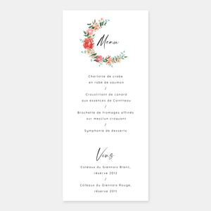 Watercolor bouquet wedding menu