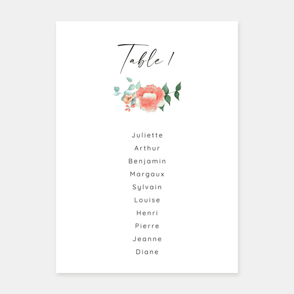 Plan de table de mariage bouquet aquarelle - 5ex