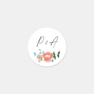 Personalized watercolor bouquet wedding stickers