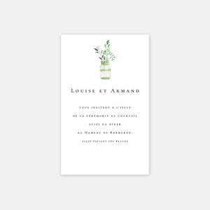 Carton invitation de mariage champêtre chic aquarelle