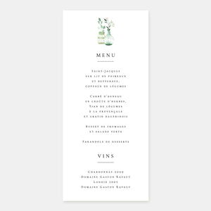 Menu de mariage champêtre chic aquarelle