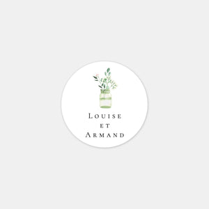 Stickers personnalisés mariage champêtre chic aquarelle