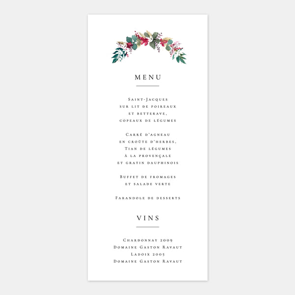 Menu de mariage le Sud aquarelle