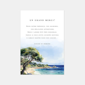 Carton remerciement mariage le Sud aquarelle