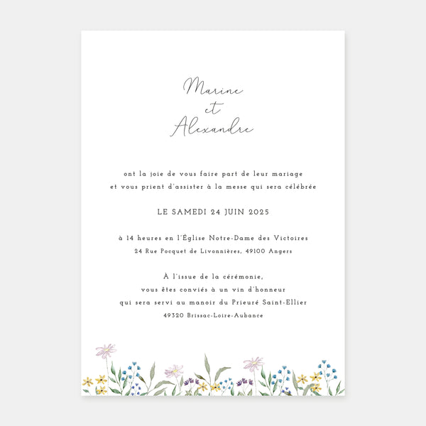 Faire-part de mariage couronne champêtre