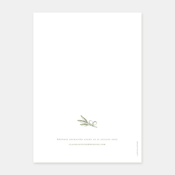 Olive branch wedding invitation