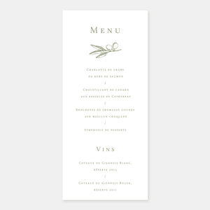 Olive branch wedding menu