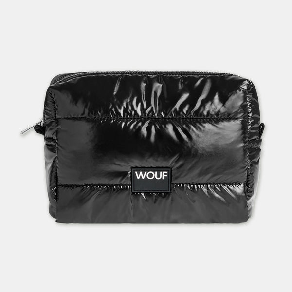 Quilted travel toiletry bag - Glossy black