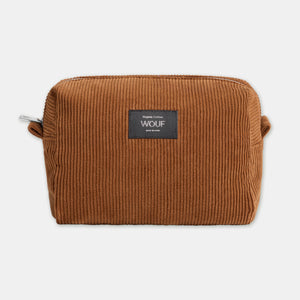 Trousse de toilette de voyage velours - Caramel