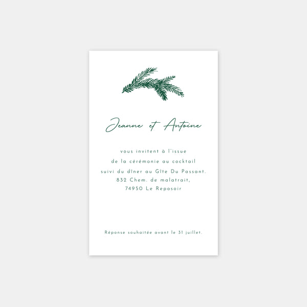 Carton invitation de mariage gravure montagne