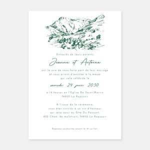 Mountain engraving wedding invitation