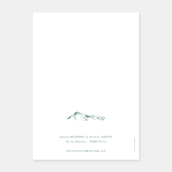 Faire-part de mariage gravure montagne