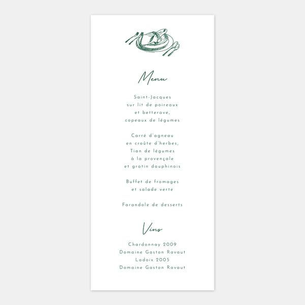 Mountain engraving wedding menu